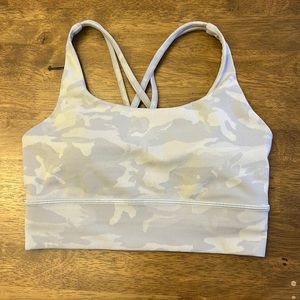 Lululemon White Camo Energy Longline Bra